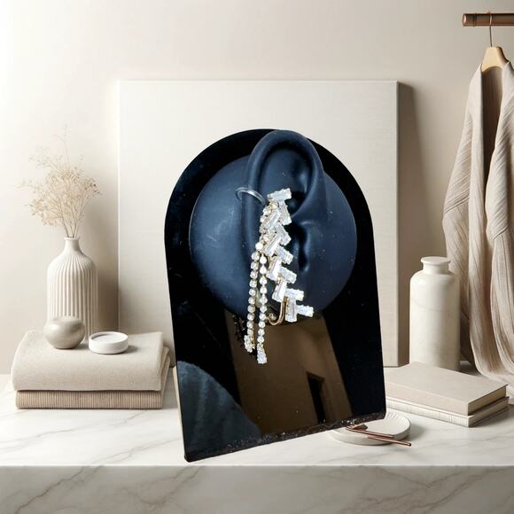 Pair of Ear Clips with Leaf and Tassel Accents - Picture 3 of 4